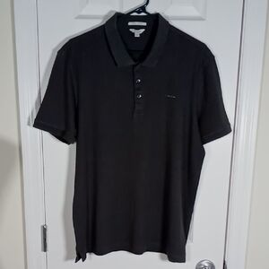 Calvin Klein Liquid Cotton Dark Gray Polo Shirt Size Large